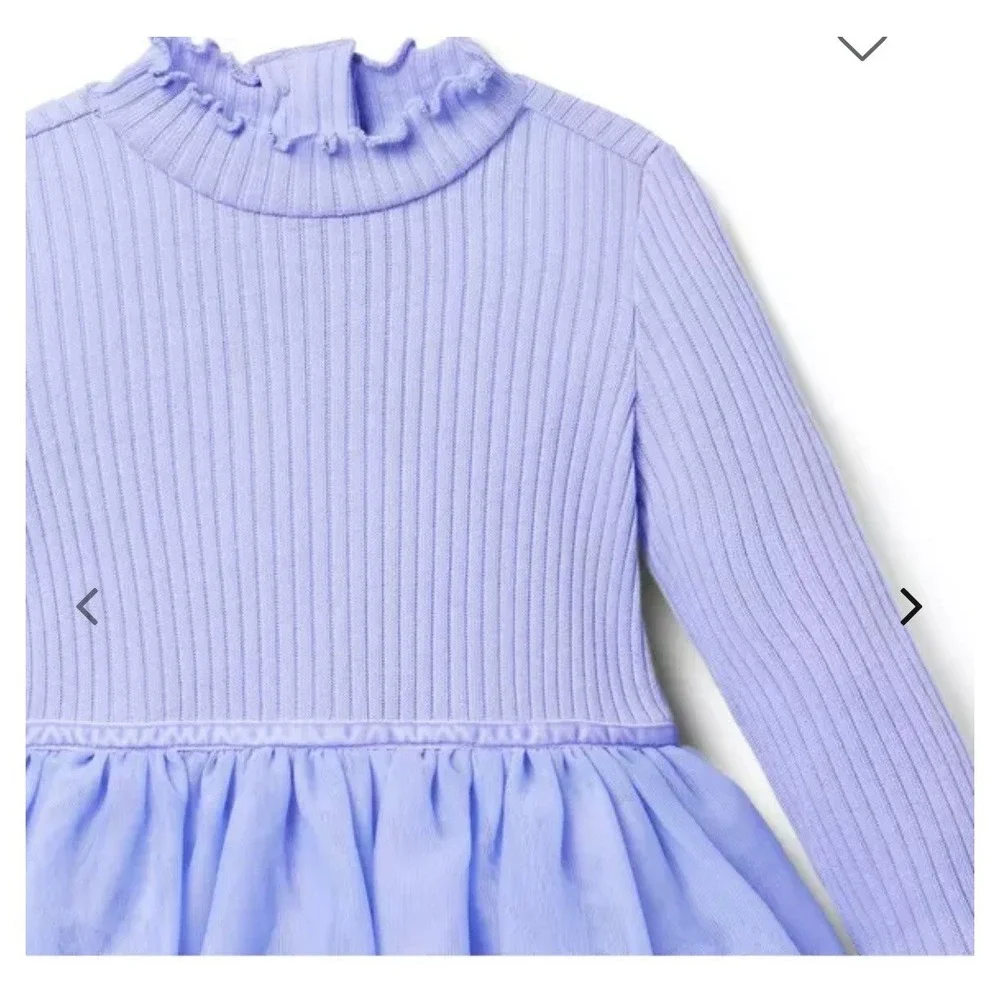 Janie‎ and Jack Purple Tiered Tulle Dress Girls 5 NEW w/ Tags Ribbed Long Sleeve